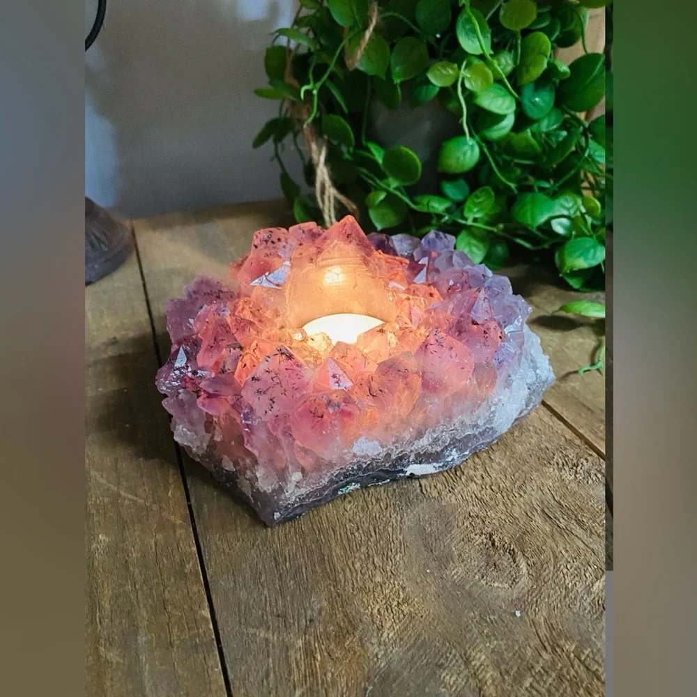 Amethyst Candle Holder “Rock Paradise” Hand-Crafted Authentic Made in Brazil NWT - Picture 5 of 12